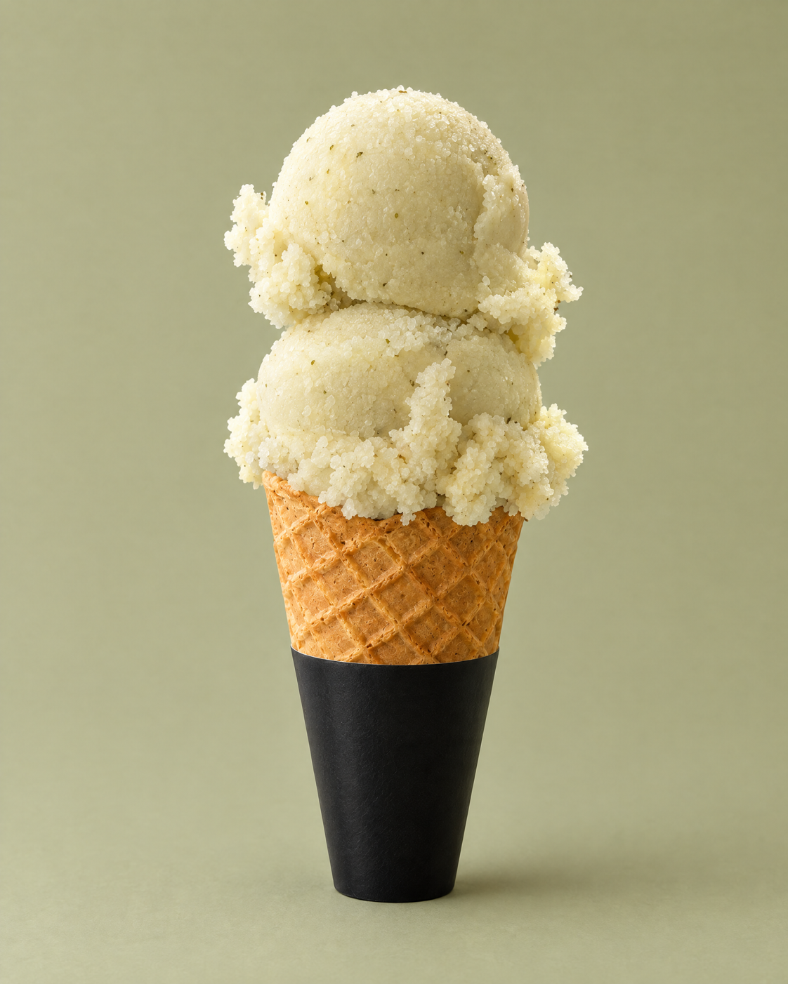 Cono de helado Sorbete de Tuna con Mezcal y Nopal