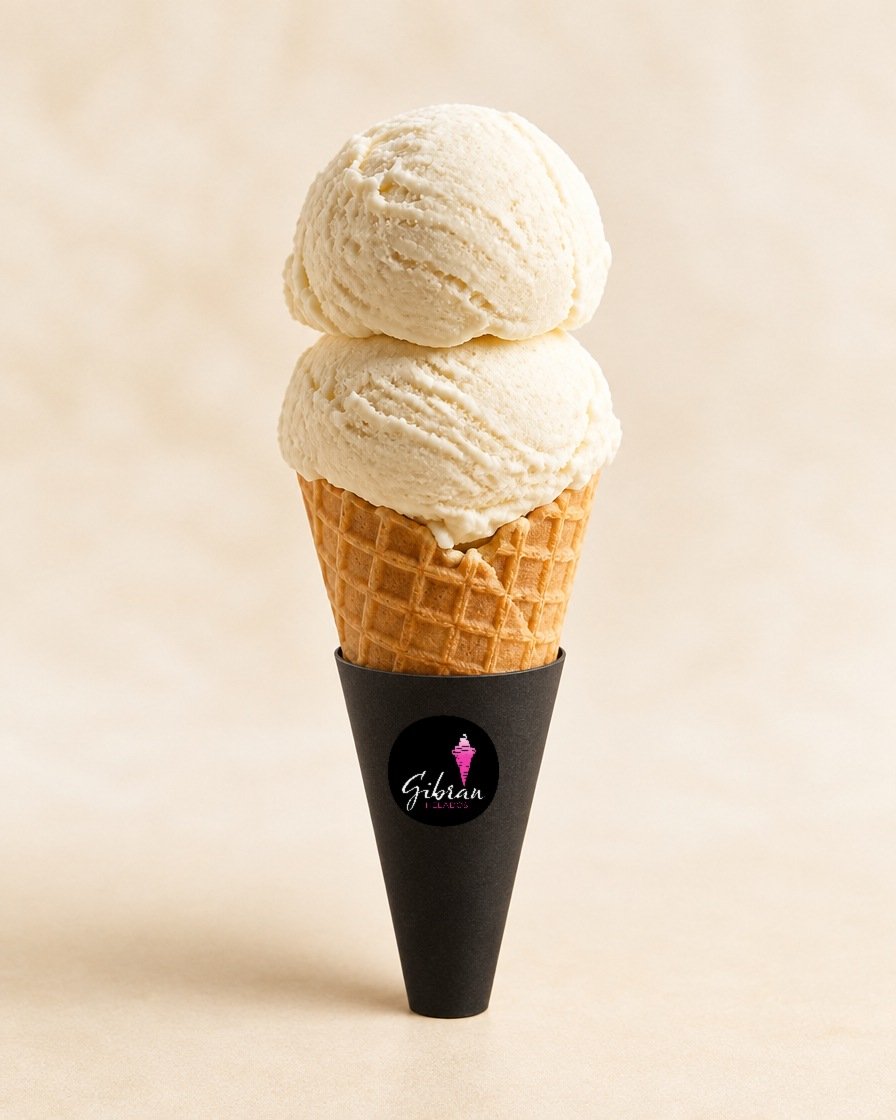Helado blanco neutral sin azúcar de Helados Gibran, CDMX. Desde $30 MXN la bola