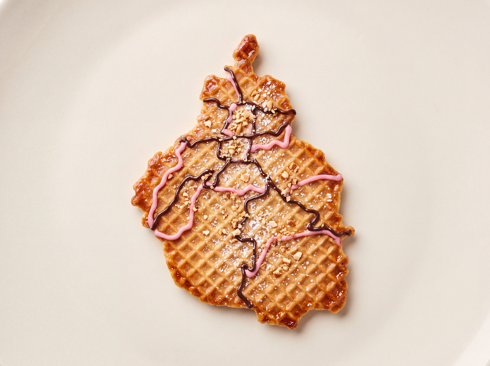 Ciudad de México dibujada como una galleta de barquillo crujiente, con cinco puntos de Helados Gibran
